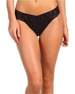 Hanky Panky Organic Cotton Original Rise Thong w/ Lace | Underwear & Intimates
